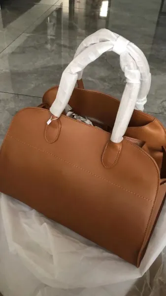 The Row Mini Soft Suede Beige Boston Bag - 18