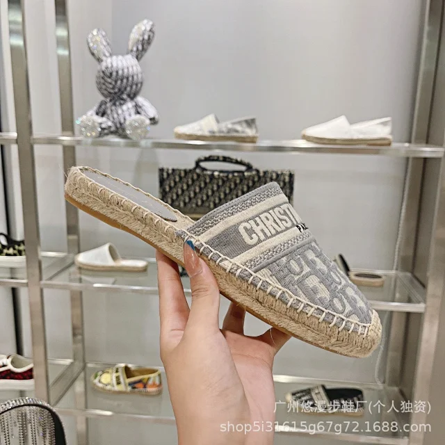 Dior Casual Shoes Canvas Espadrille Slip-On Flats with Braided Jute Soles product detail image 5