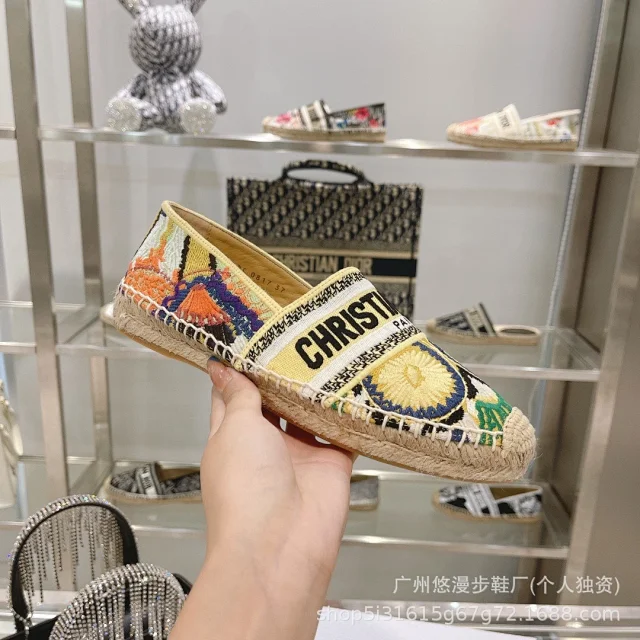 Dior Casual Shoes Canvas Espadrille Slip-On Flats with Braided Jute Soles product detail image 10