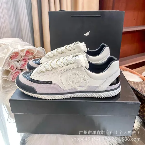 Chanel Tennis Classic White and Black Leather Sneakers - 9