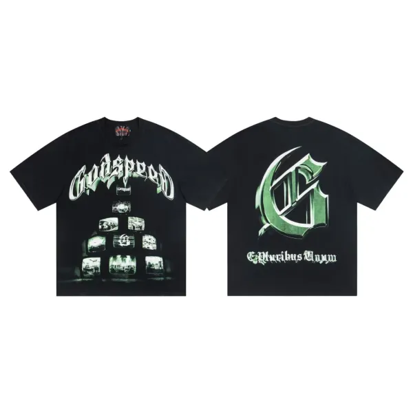 Godspeed x Digital Pionker Pyramid TV Screen T-Shirt Black - 1