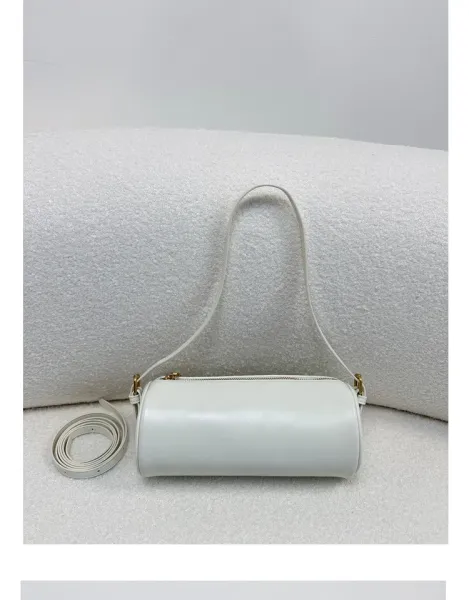 Cow Print Cylinder Shoulder Bag with Gold Hardware - 25