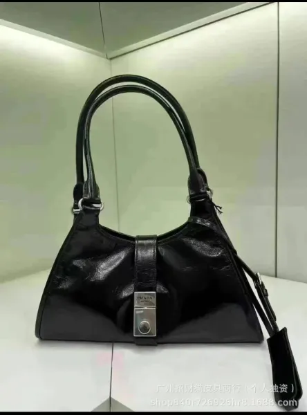 Design Patent Leather Hobo Bag in Deep Brown - 5
