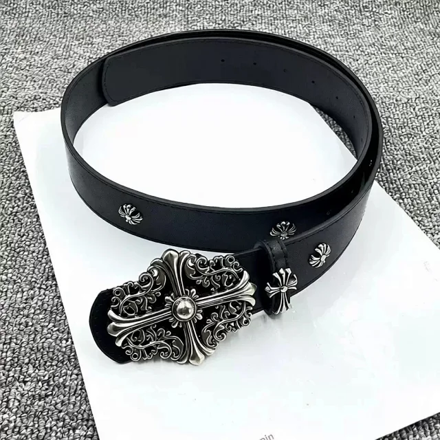 Unbranded Belts Cross-studded belt with ornate oval buckle product detail image 5