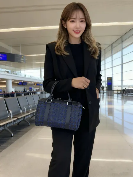 Bottega Veneta Intrecciato Woven Leather Boston Bag Black - 8
