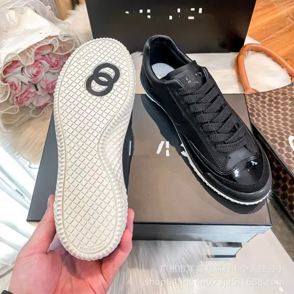 Chanel Tennis Classic White and Black Leather Sneakers - 24