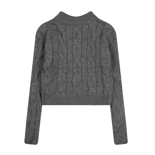 Ralph Lauren Cable Knit Cropped Zip-Up Sweater Navy - 6