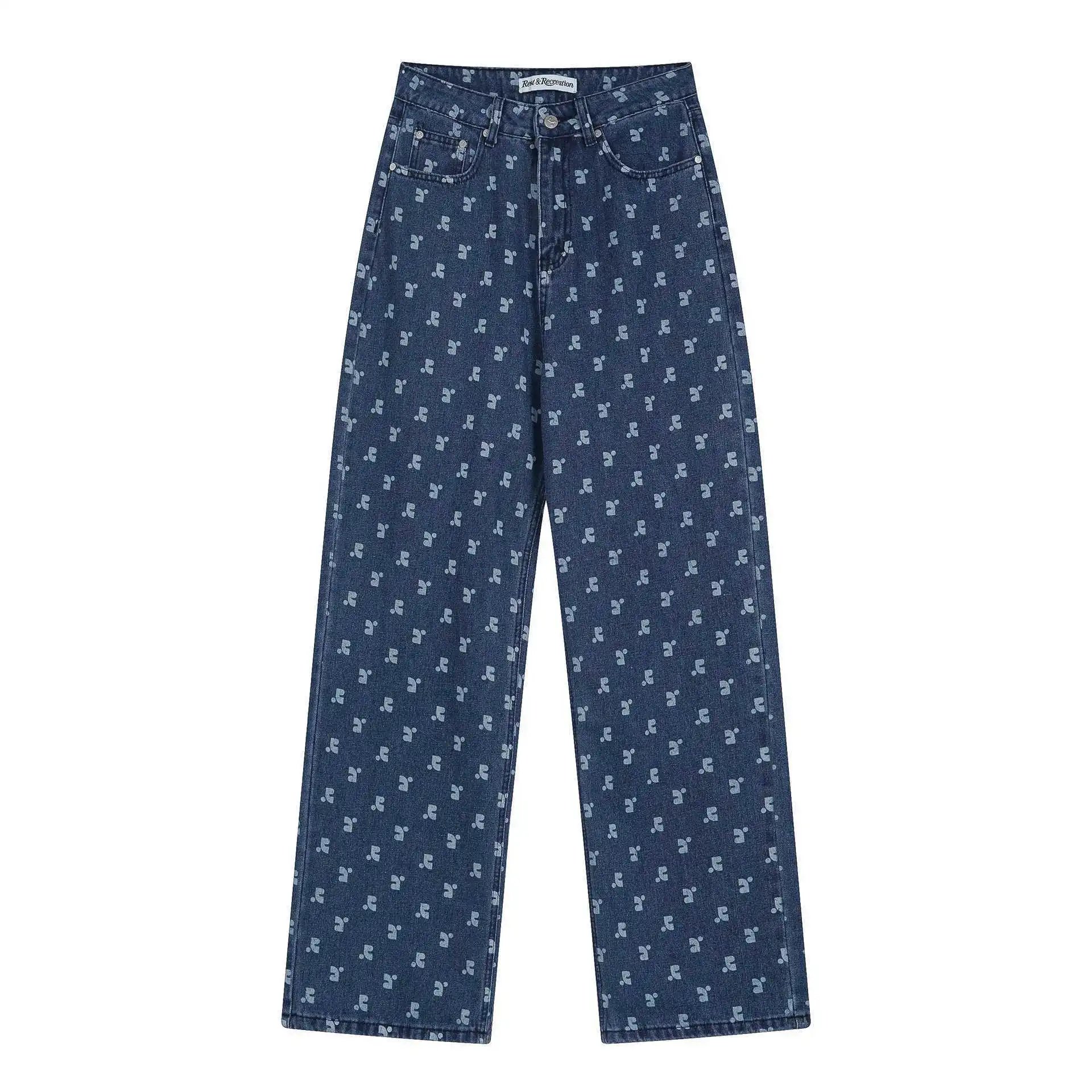 Gallery Dept. Printed Wide-Leg Jeans Brown - 6