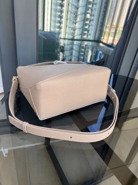 Loewe Puzzle Mini Bag Off-White Leather Shoulder Bag - 14