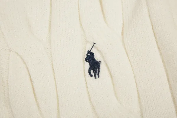 Ralph Lauren Cable Knit Cropped Zip-Up Sweater Navy - 12