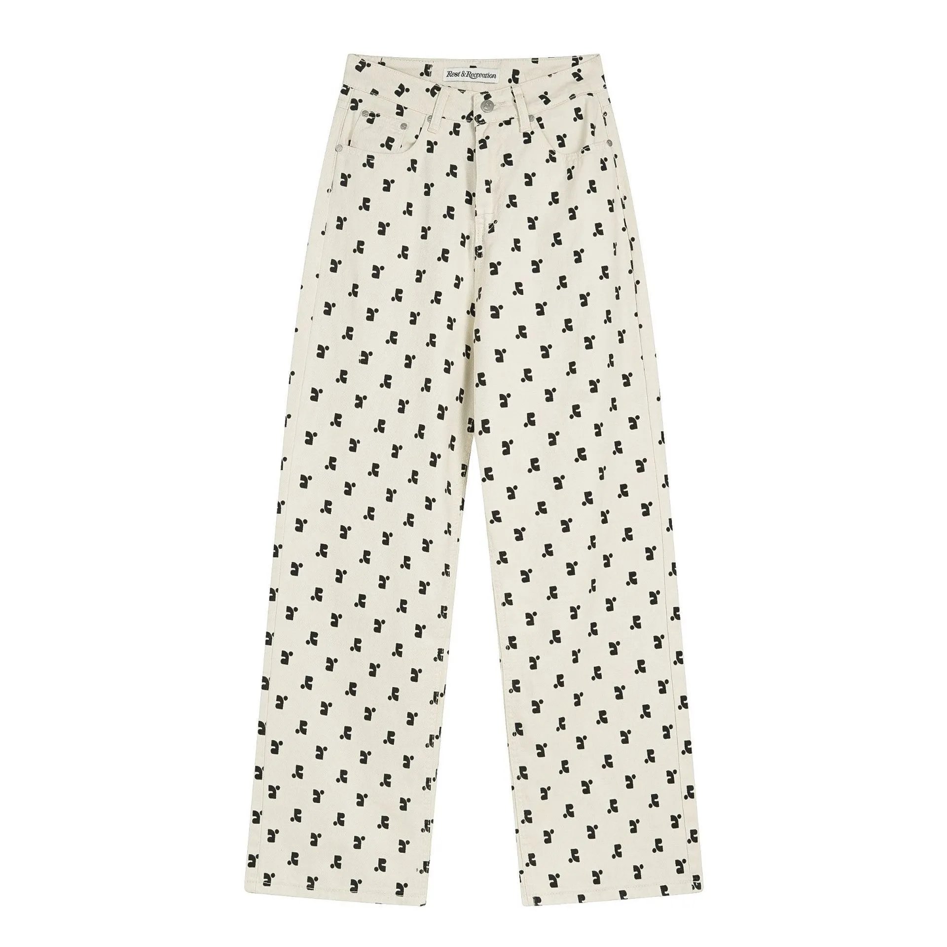 Gallery Dept. Printed Wide-Leg Jeans Brown - 12