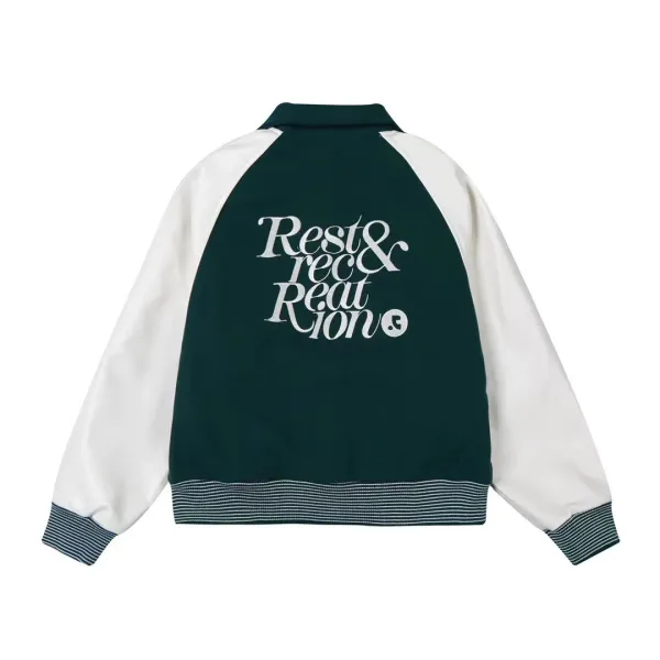 Saint Tears Rest & Recreation Brown Leather-Sleeve Varsity Jacket - 7