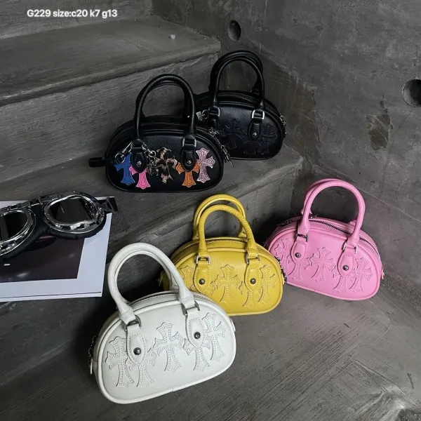 Chrome Hearts Mini Crossbody Bag Black Leather Handbag - 3
