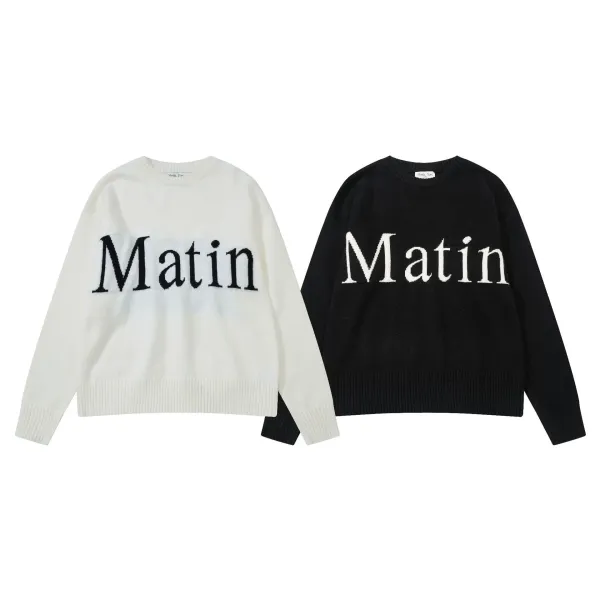 Matin White Knit Sweater with Bold Typography - 5