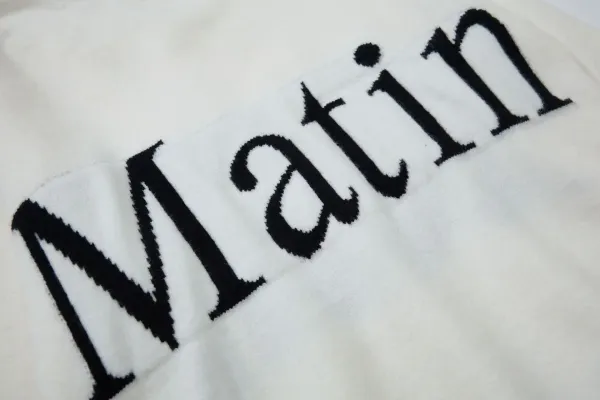 Matin White Knit Sweater with Bold Typography - 13