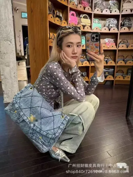 Chanel Classic Flap Bag Gray Tweed Quilted Chain Bag - 4