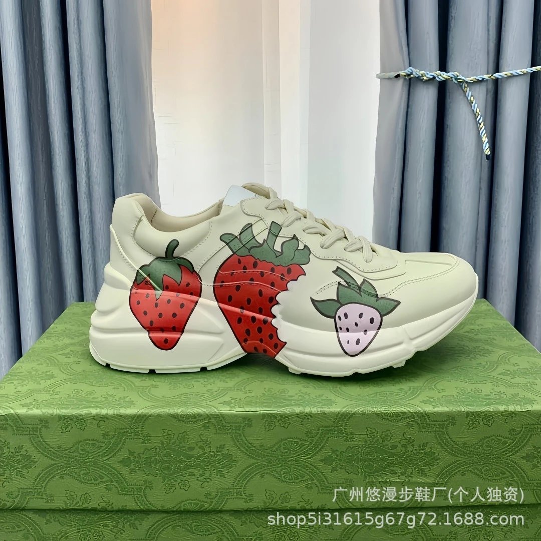 Gucci Rhyton Strawberry Print Off-White Sneakers