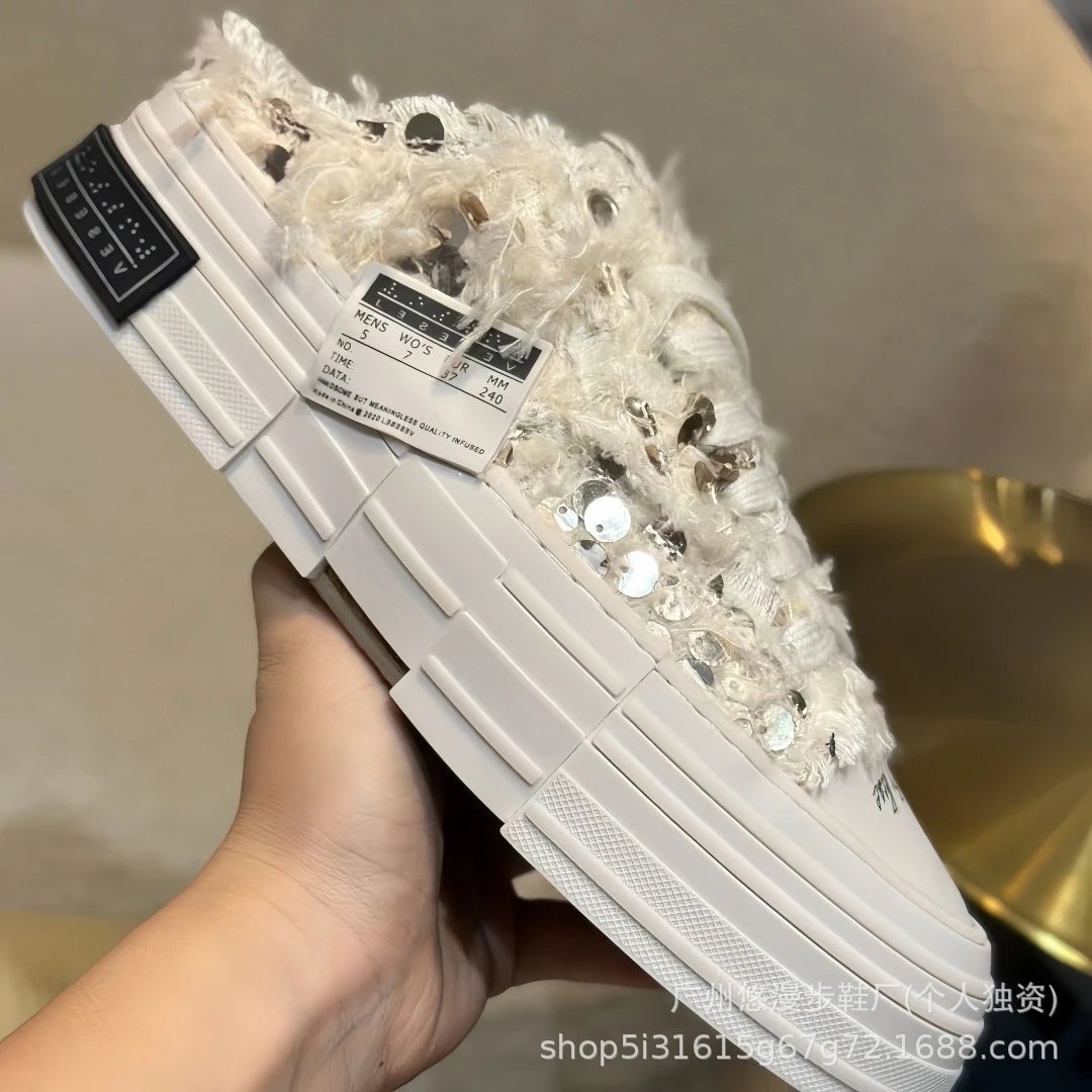 Maison Margiela Tabi Sneaker White Fuzzy Sequin Embellished Sneakers