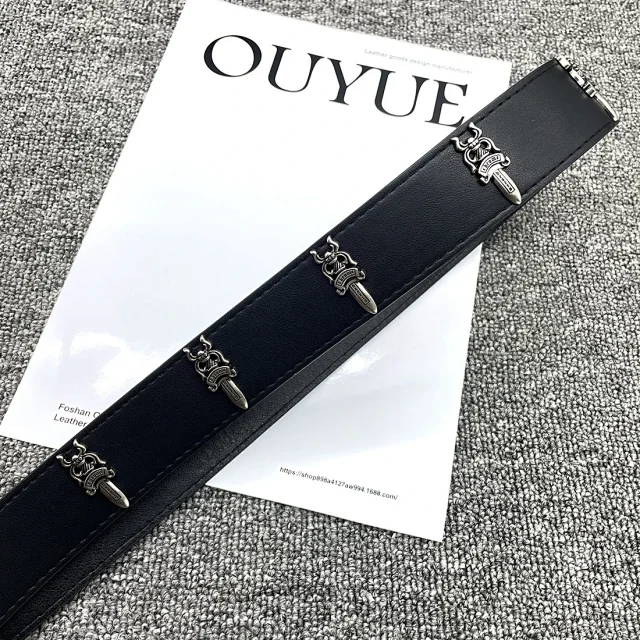 Unbranded Belts Cross-studded belt with ornate oval buckle product detail image 34