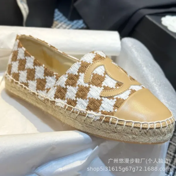 Chanel CC Logo Quilted Espadrille Loafers Black and White - 39
