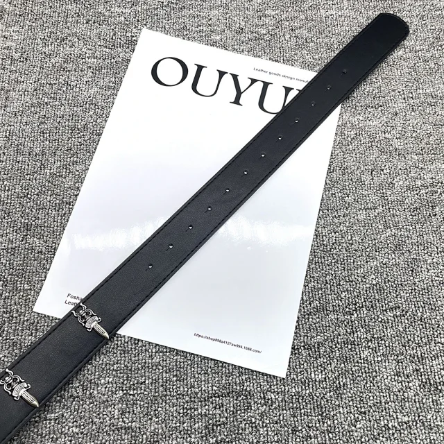 Unbranded Belts Cross-studded belt with ornate oval buckle product detail image 37