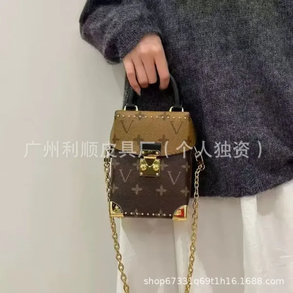 Louis Vuitton Petite Malle Box Bag Monogram Canvas Brown Gold Hardware Handbag - 3