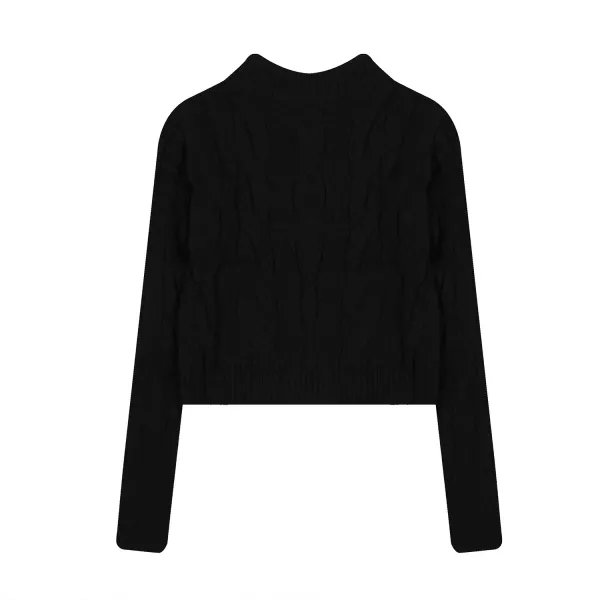 Ralph Lauren Cable Knit Cropped Zip-Up Sweater Navy - 8