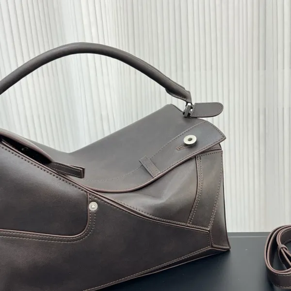 Loewe Puzzle Small Black Leather Handbag - 12