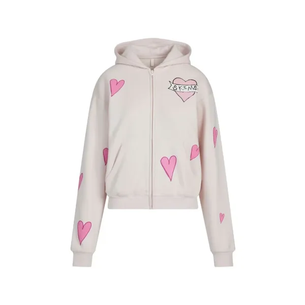 Saint Tears Heart Print Wide-Leg Sweatpants White - 3