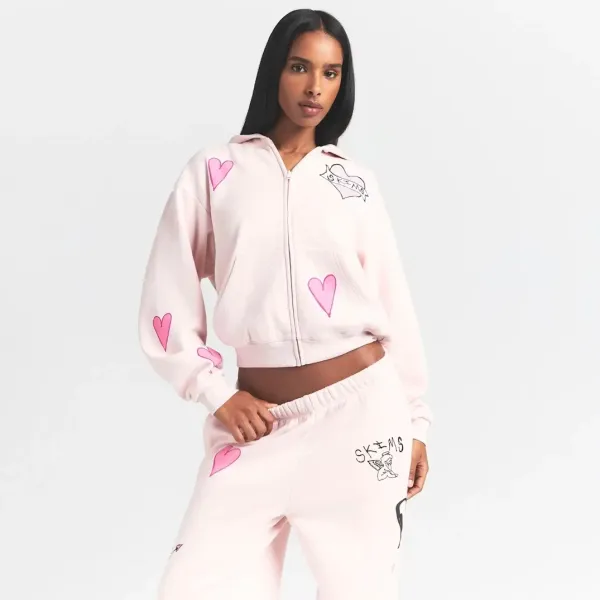 Saint Tears Heart Print Wide-Leg Sweatpants White - 11