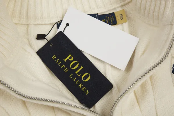 Ralph Lauren Cable Knit Cropped Zip-Up Sweater Navy - 13