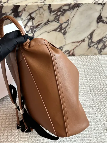 Bottega Veneta The Pouch Backpack Army Green Leather Backpack - 5