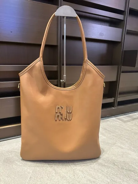Miu Miu Logo-Embossed Distressed Brown Tote Bag - 12