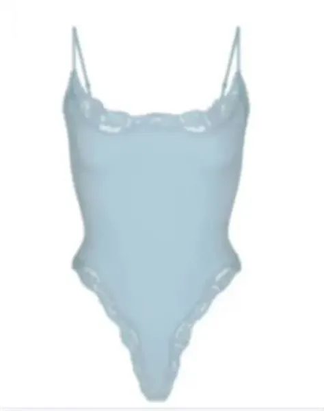 Lingerie Bodysuit in Soft Pink with Floral Lace Trim - 18