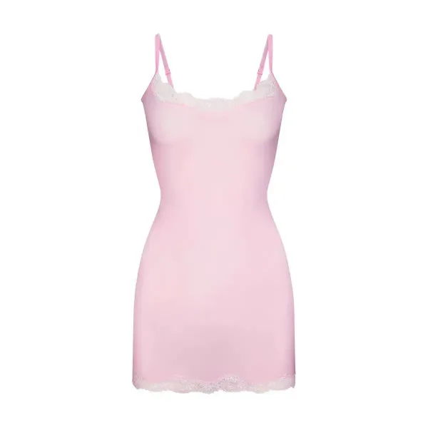 Black Floral Lace Trim Camisole Dress - 10