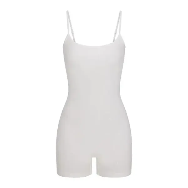 Black Ribbed Spaghetti Strap Bodysuit - 10