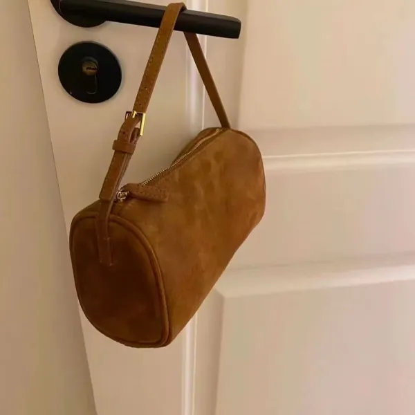Minimalist Cylinder Handbag Black Leather Handbag - 8
