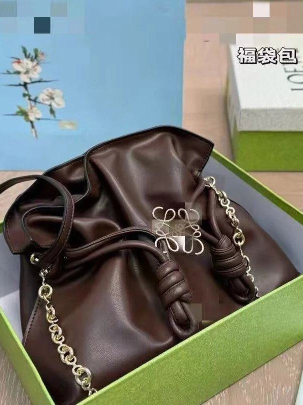 Loewe Flamenco Bucket Bag Brown Leather Shoulder Bag