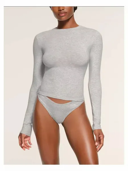 Design Long Sleeve Base-Layer Top Gray - 18