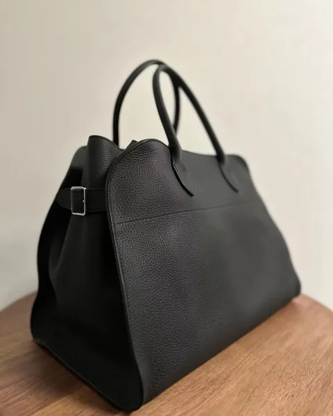 The Row Mini Soft Suede Beige Boston Bag - 13