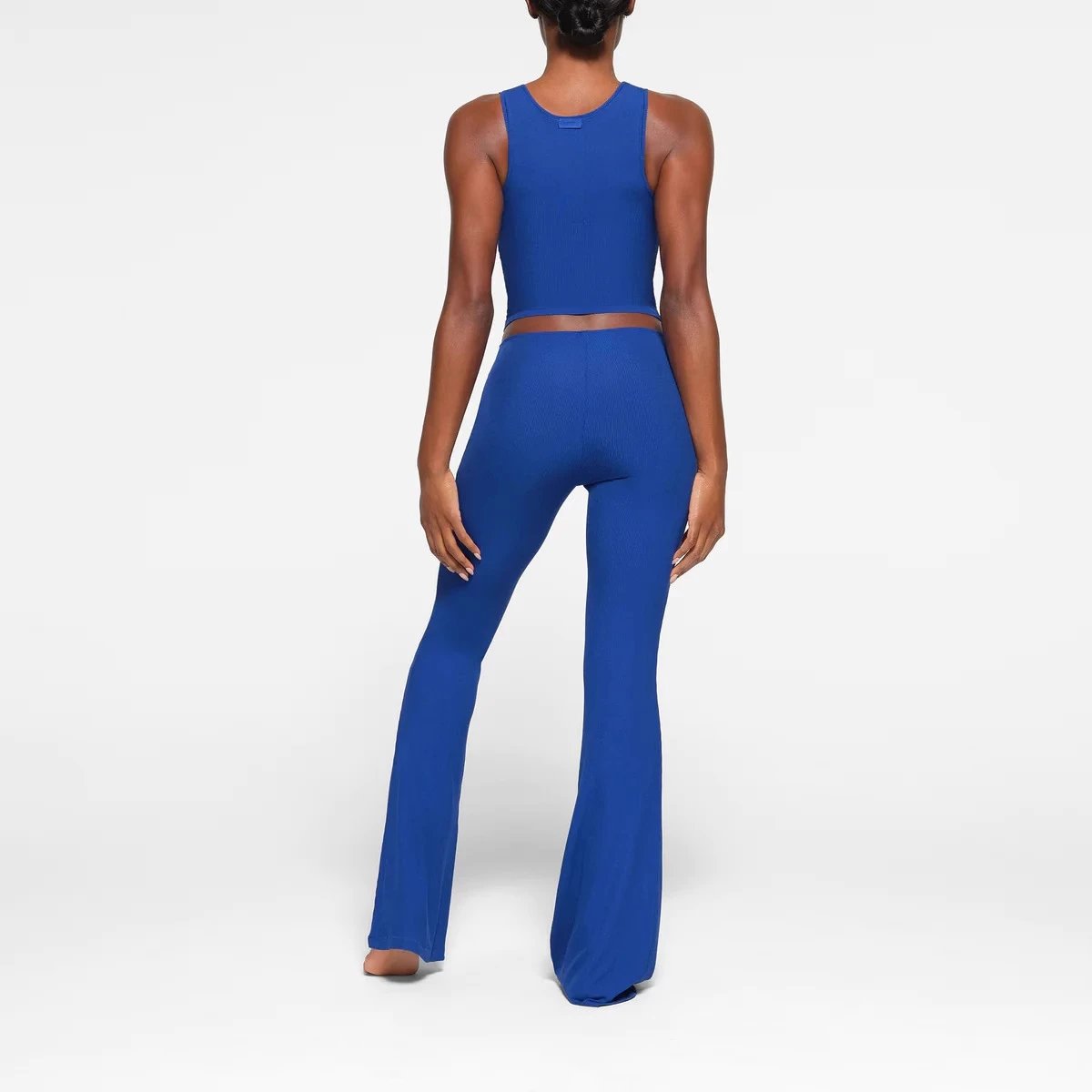 Blue Drawstring Waist Flare Pants - 21