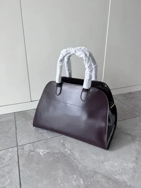 The Row Mini Soft Suede Beige Boston Bag - 29