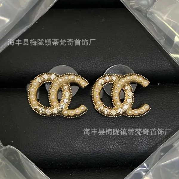 Chanel CC Logo Hoop Earrings Black and Gold Earrings - 25