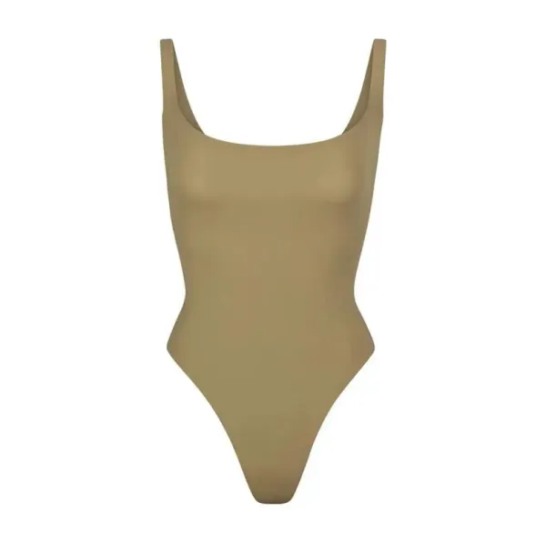 Skims Sculpting Square-Neck Bodysuit Brown Swimwear - 2
