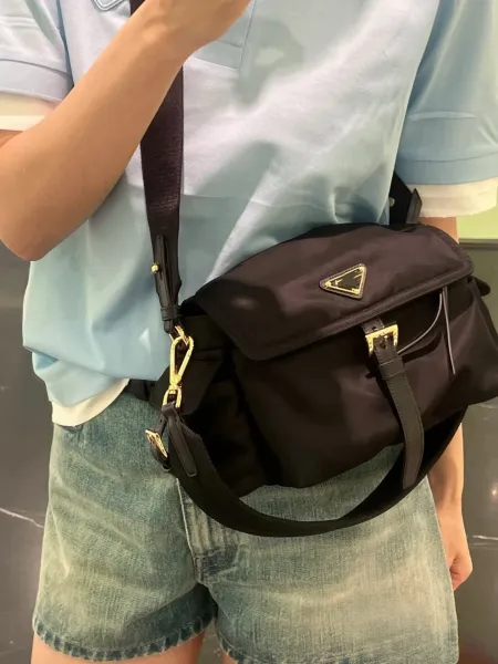 Prada Reporter Nylon Messenger Bag Navy Blue - 5