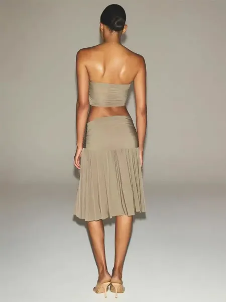 Black Pleated Mesh Skirt - 6