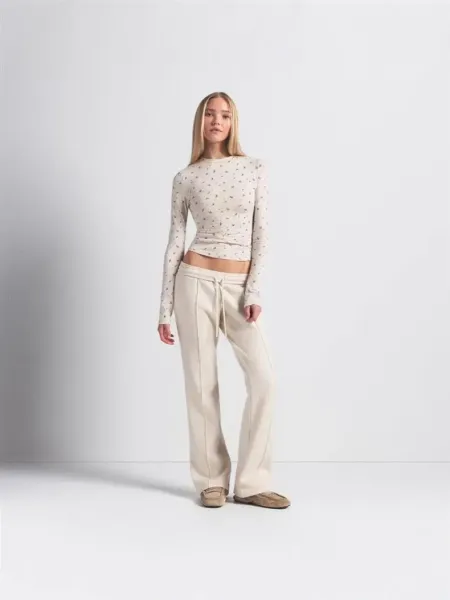 GRA Floral Print Cropped Long-Sleeve Top Beige - 7