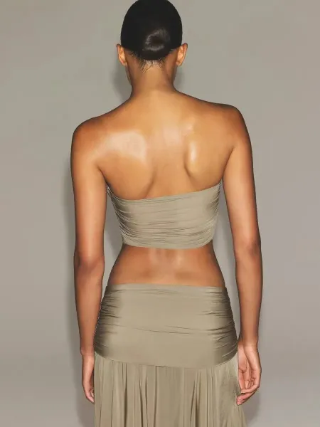 Design Pleated Tube Top Peach - 7