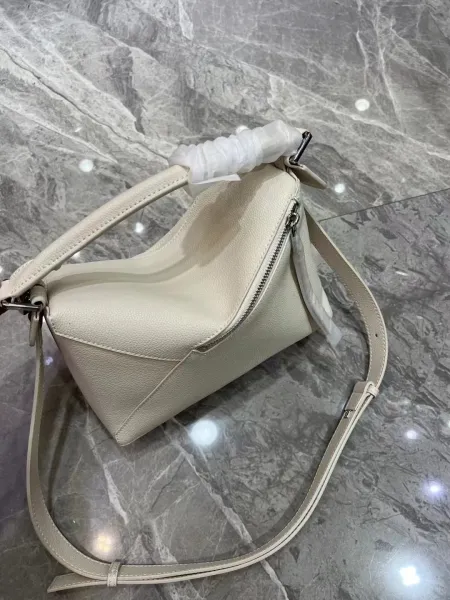Loewe Puzzle Mini Bag Off-White Leather Shoulder Bag - 8