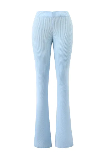 Pink Ribbed Flare Knit Pants - 12